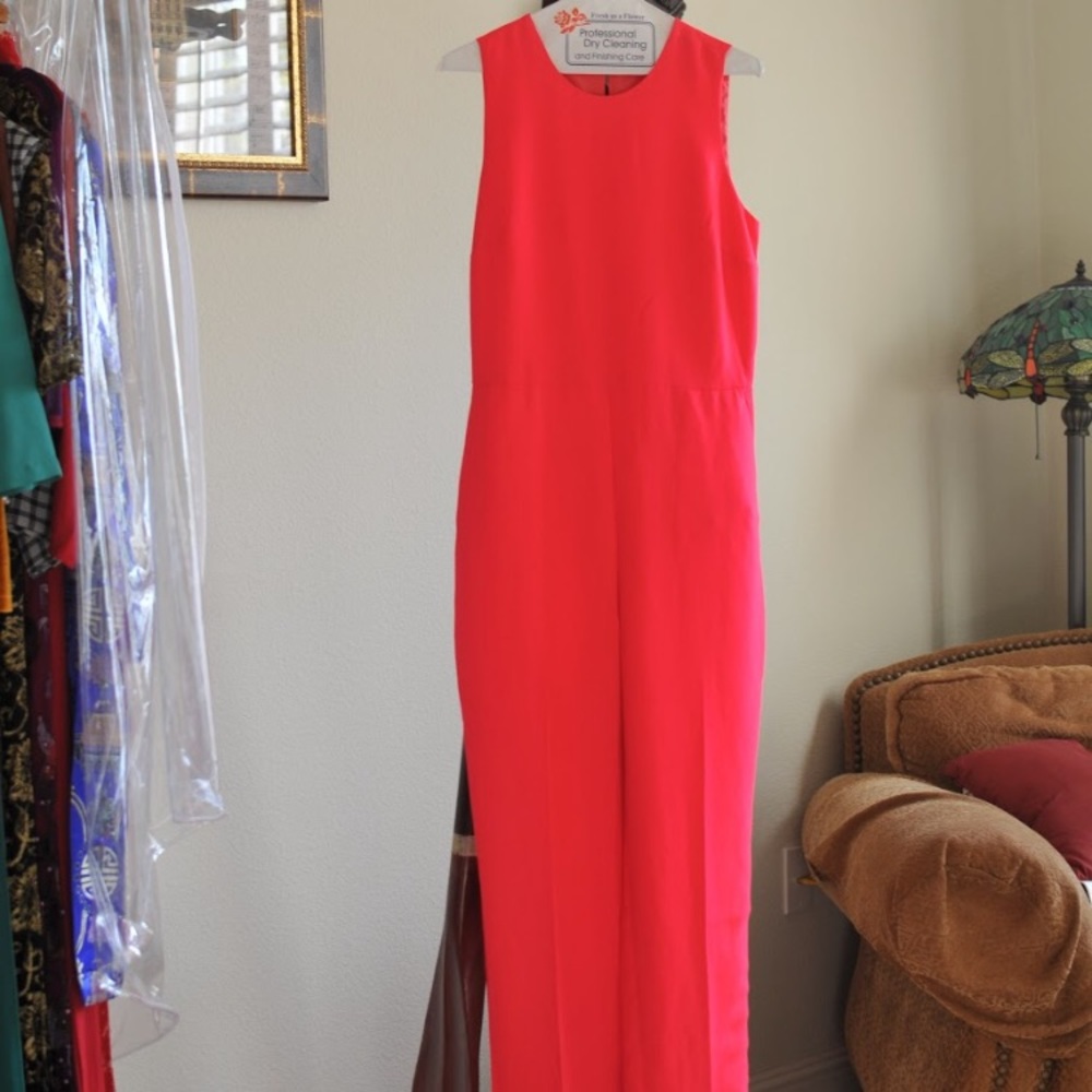 Banana Republic neon pink jumpsuit